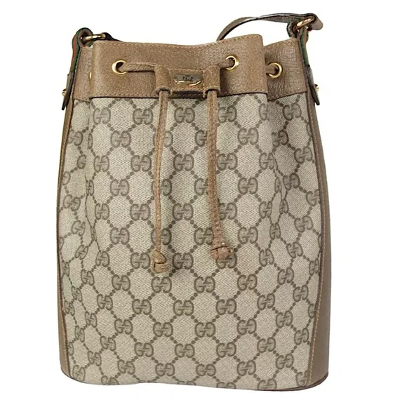 GUCCI Vintage Sherry Line GG Web Drawstring Shoulder Bag - Picture 3 of 15